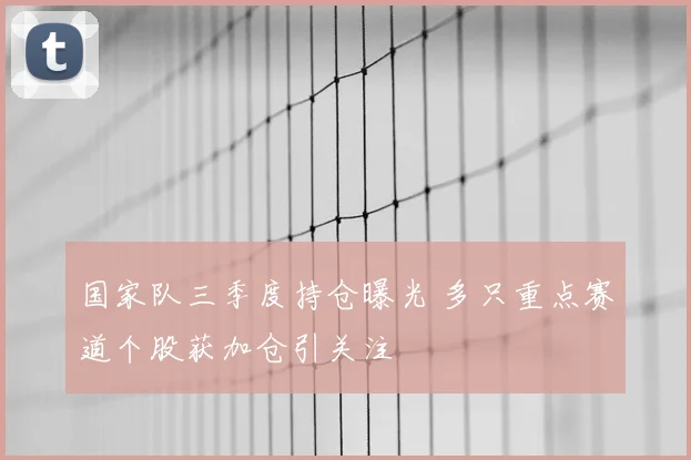 国家队三季度持仓曝光 多只重点赛道个股获加仓引关注